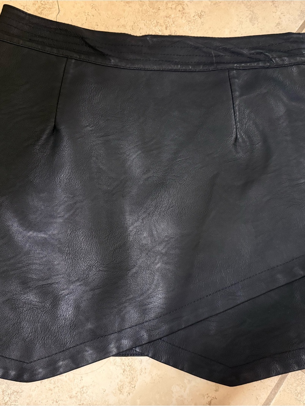 BB Dakota Black Asymmetrical Faux Leather Skirt